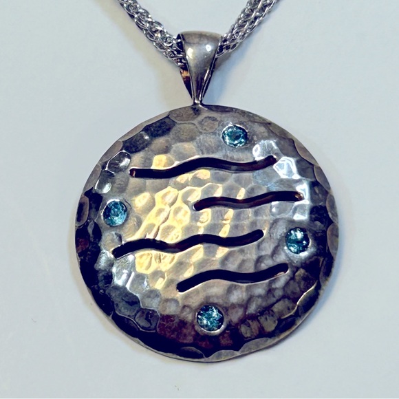 Sterling Silver and Swiss Blue Topaz Necklace and Earrings Set